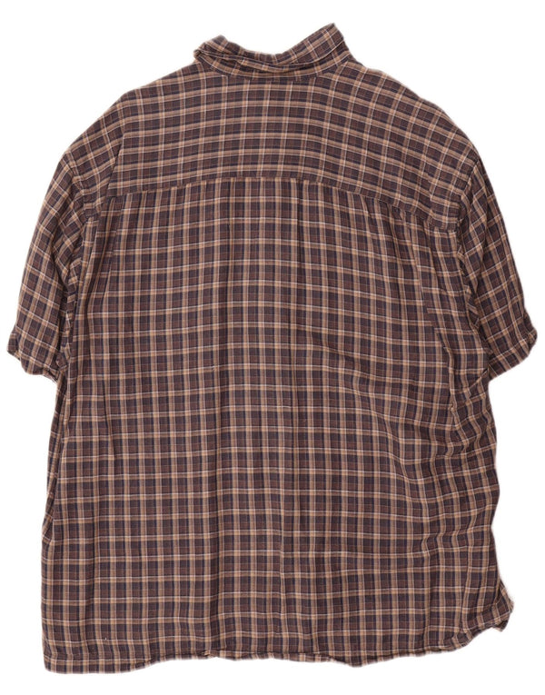 Dockers Mens Short Sleeve Shirt Large Navy Blue Check Linen