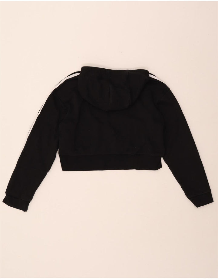 ADIDAS Girls Crop Graphic Hoodie Jumper 11-12 ετών Μαύρο βαμβακερό