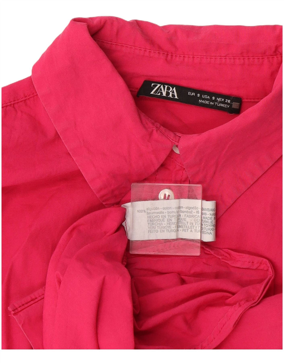 Zara Γυναικείο πουκάμισο Oversized UK 10 Small Pink Βαμβακερό
