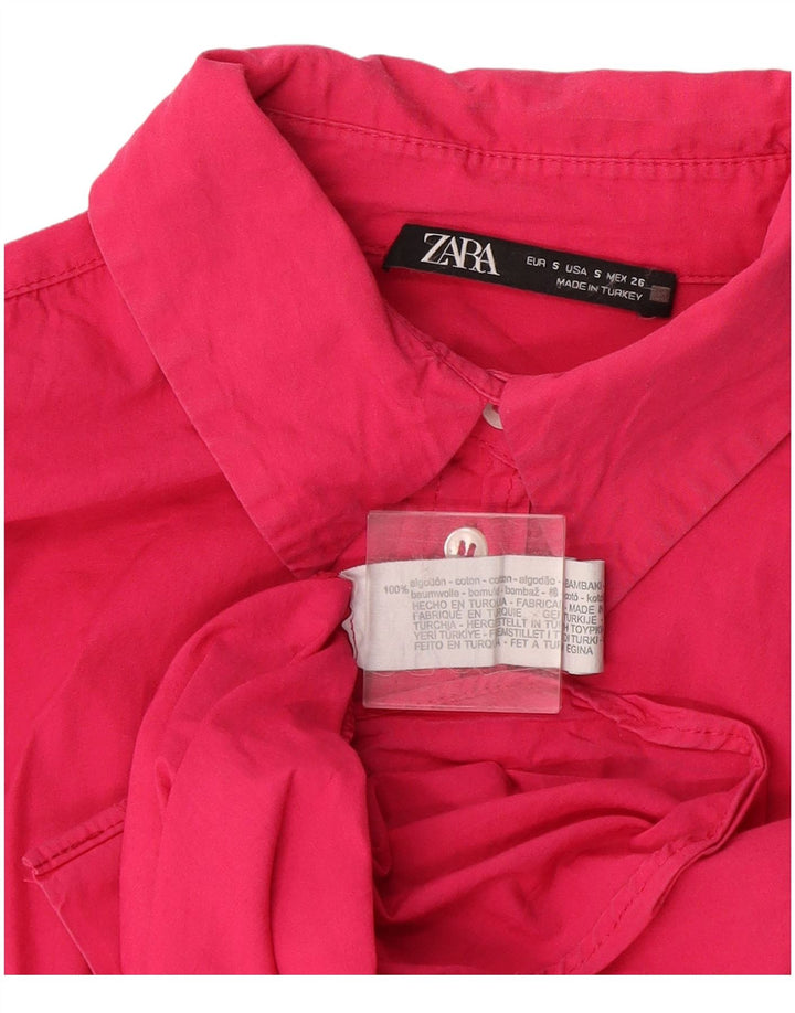 Zara Γυναικείο πουκάμισο Oversized UK 10 Small Pink Βαμβακερό