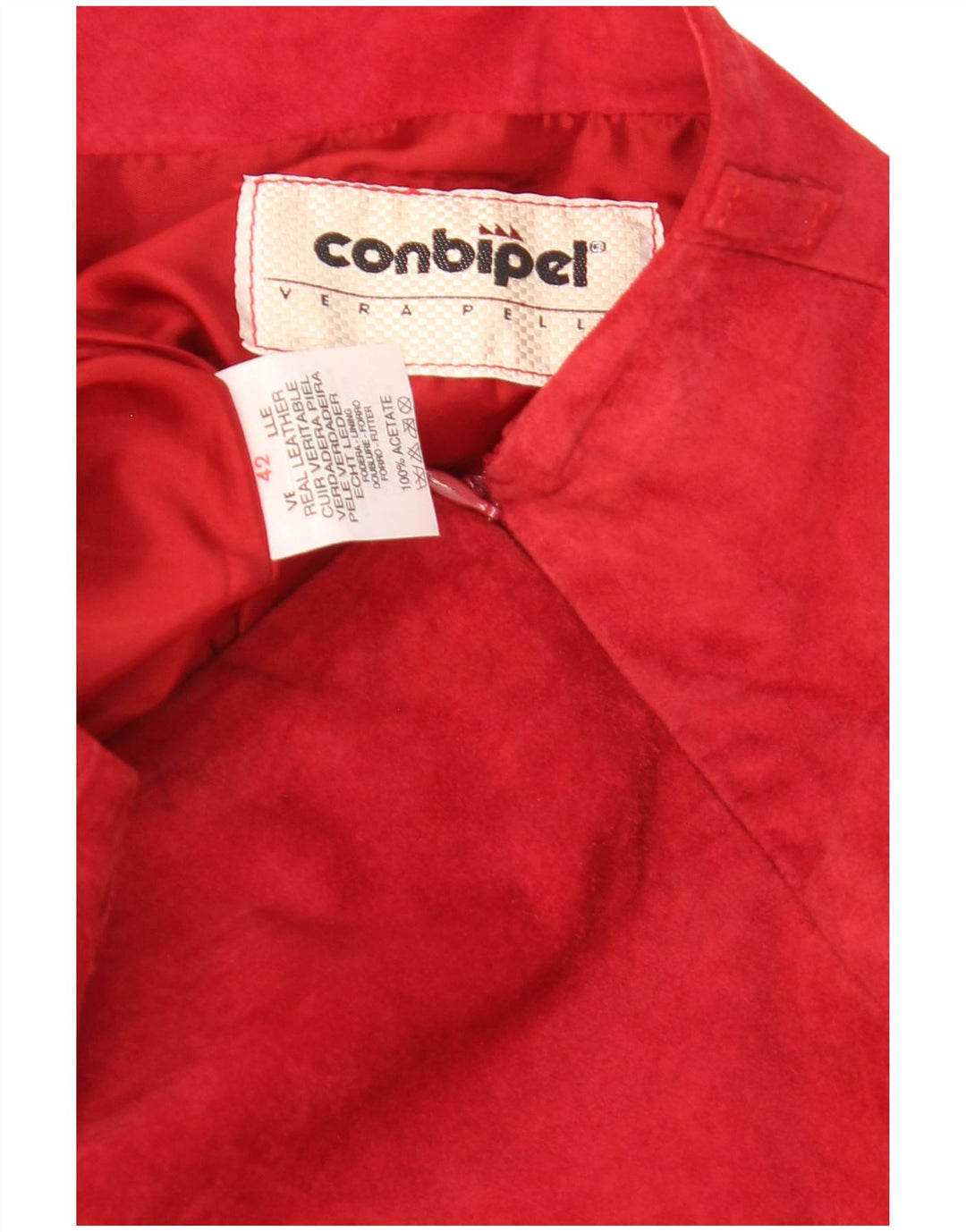 Conbipel Γυναικεία Suede Midi Φούστα IT 42 Medium W28 Κόκκινη Δερμάτινη