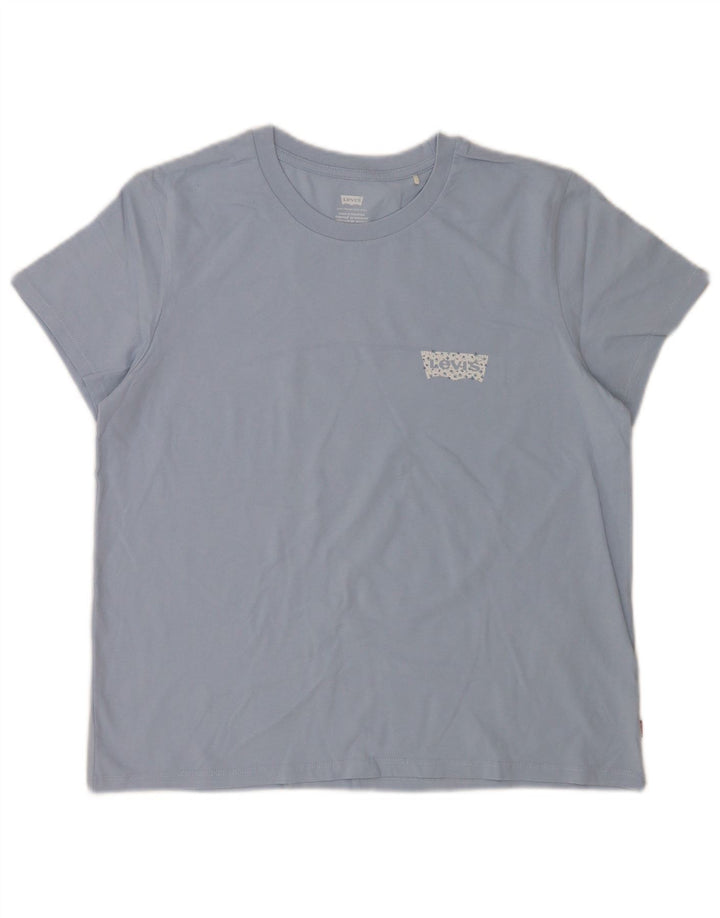 Γυναικείο T-Shirt Levi's Top UK 16 μεγάλο μπλε βαμβακερό