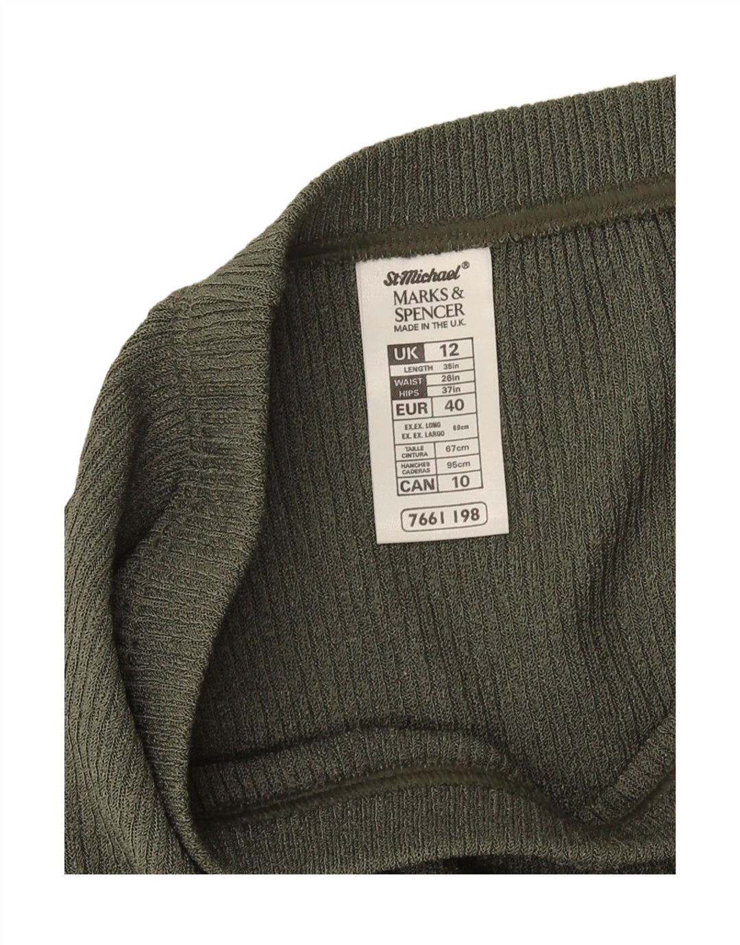 Marks & Spencer Γυναικεία πλεκτή Midi φούστα UK 12 Medium W28 Khaki Polyester