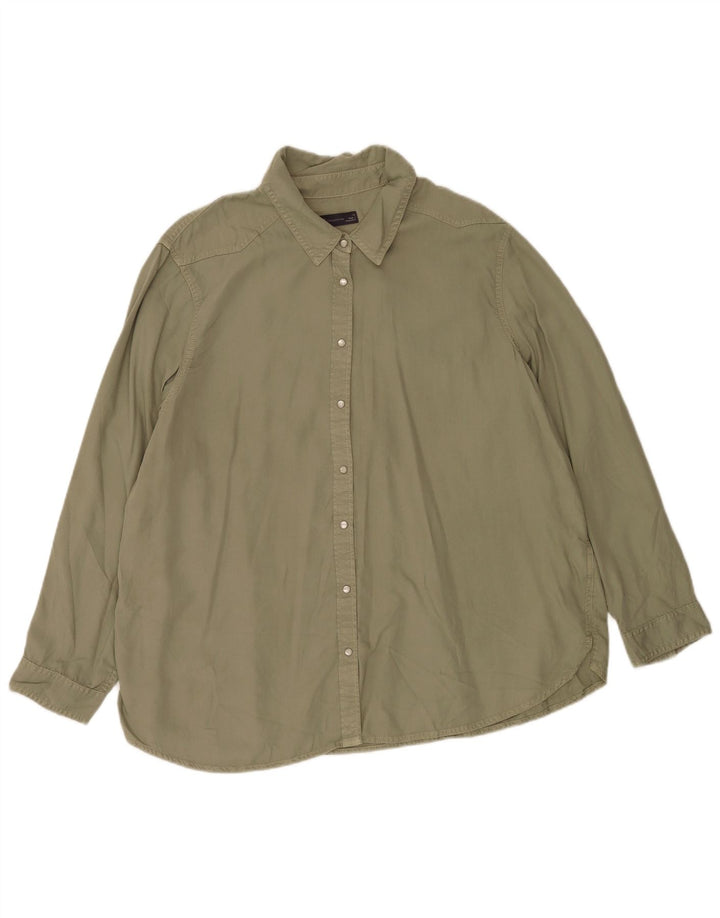 Marks & Spencer Γυναικείο Πουκάμισο UK 22 3XL Khaki Lyocell