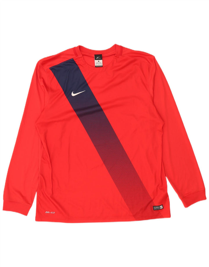 Μακρυμάνικο XL ανδρικό τοπ NIKE Dri Fit, Κόκκινο πολυεστέρας