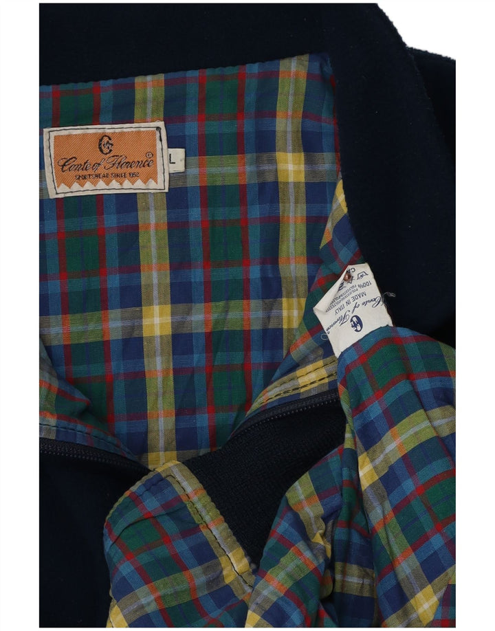 Conte of Florence Ανδρικό Bomber Fleece Jacket UK 40 Large Navy Blue Polyester