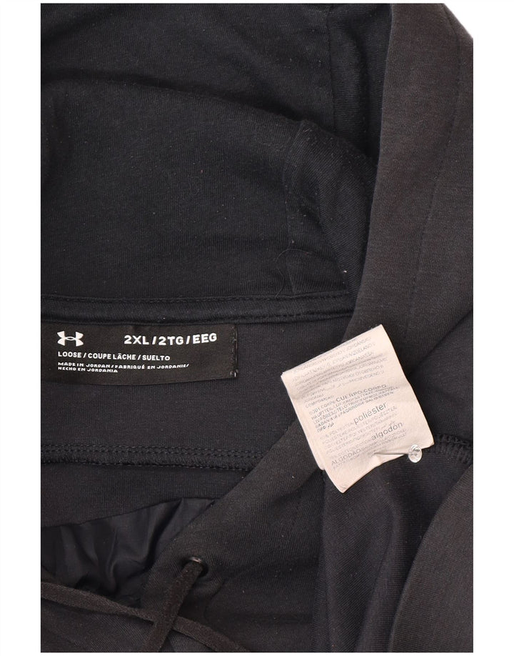 Under Armour Mens Graphic Hoodie Jumper 2XL Black Polyester