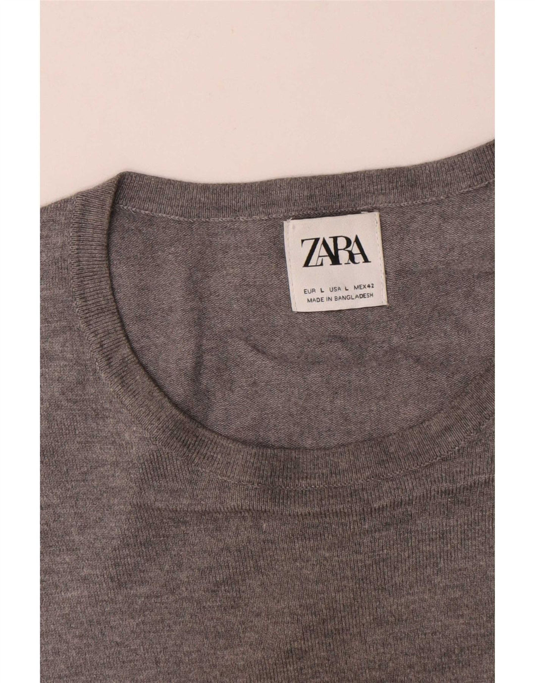 Ανδρικό πουλόβερ Zara Crew Neck Jumper Large Grey