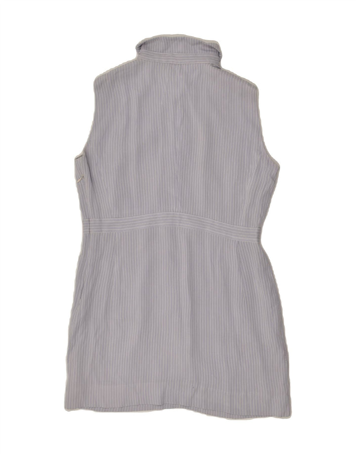 VINTAGE Womens Sleeveless Polo Dress IT 46 Large Grey Pinstripe Viscose | Vintage Vintage | Thrift | Second-Hand Vintage | Used Clothing | Messina Hembry 