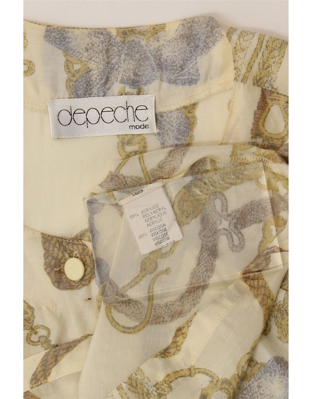 VINTAGE Γυναικεία Abstract Pattern Μπλούζα Top UK 16 Large Beige Acrylic