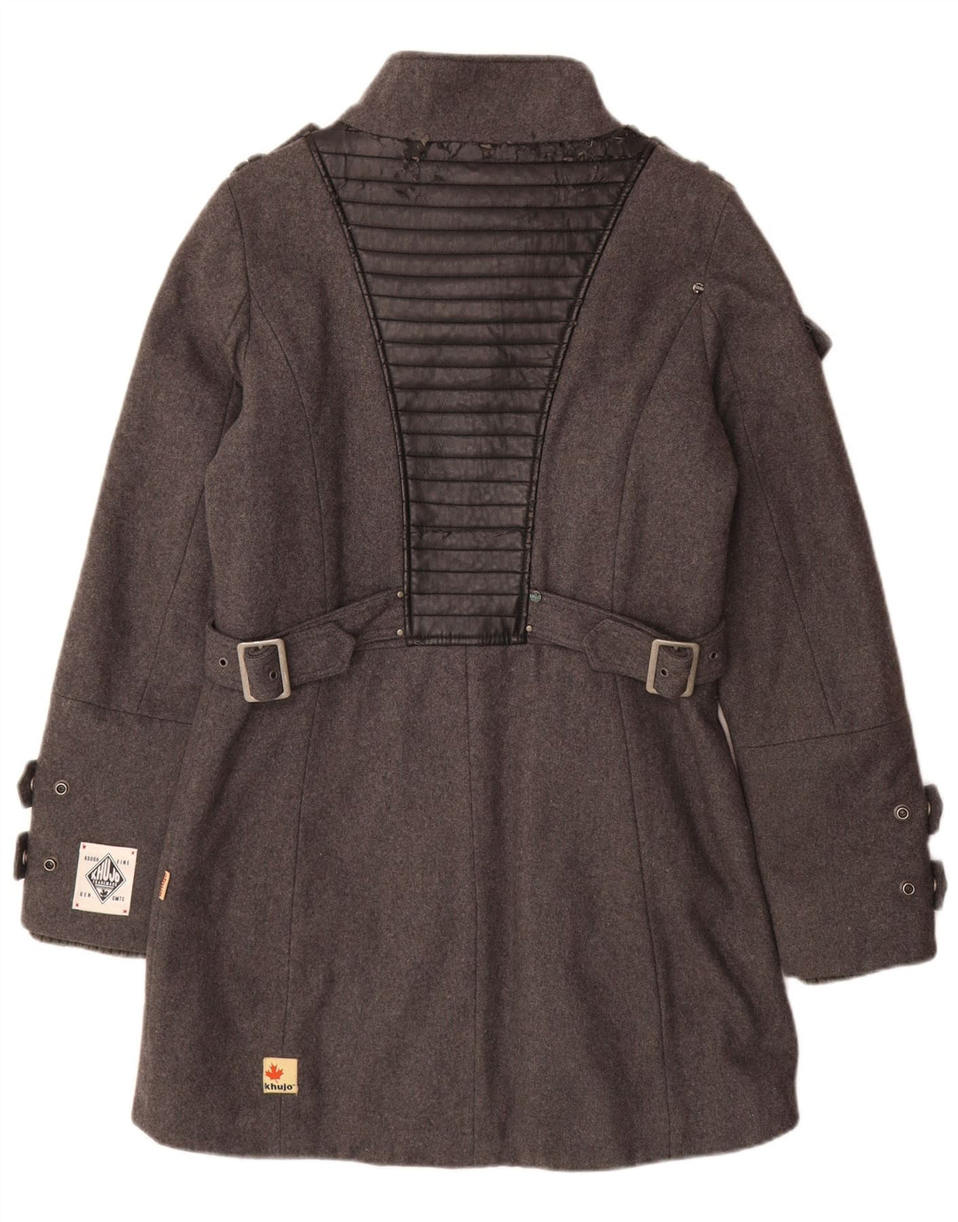 KHUJO Γυναικείο Στρατιωτικό Παλτό UK 16 Large Grey Wool
