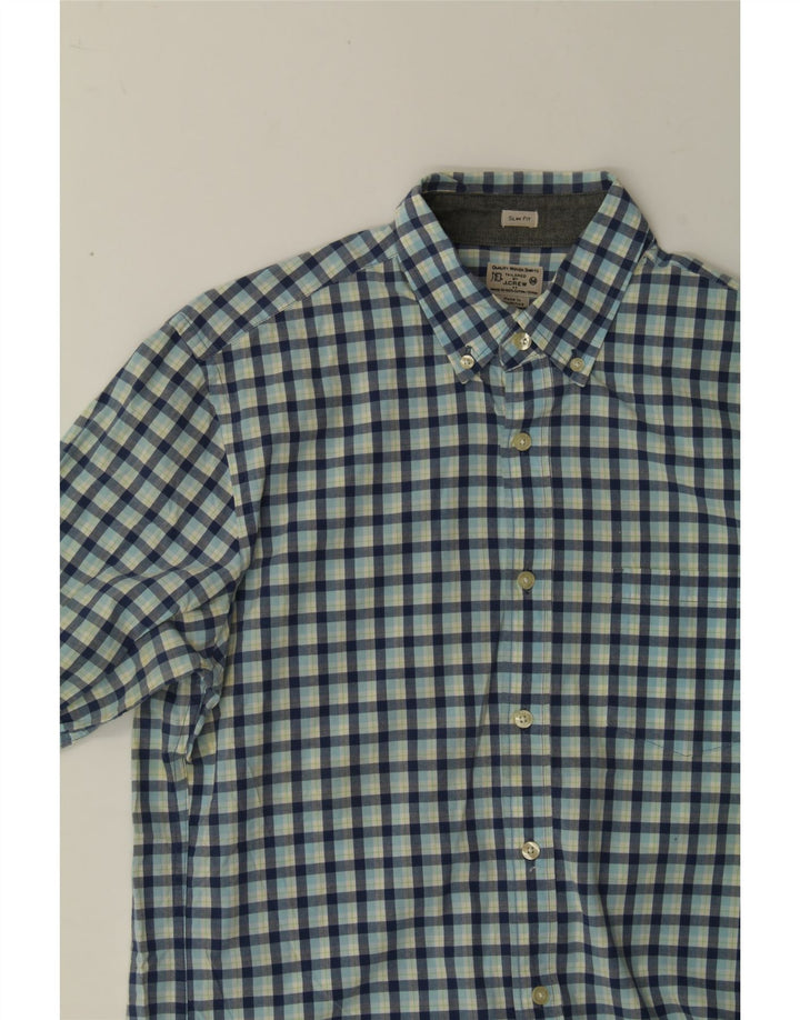 J. CREW Mens Slim Fit Shirt Medium Blue Check Cotton Vintage J. Crew and Second-Hand J. Crew from Messina Hembry 
