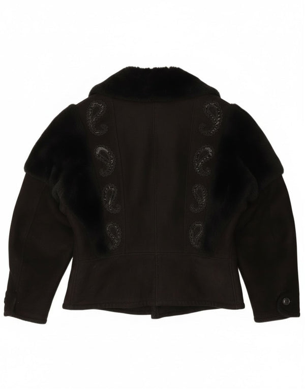 Vintage Γυναικείο Shearling Jacket UK 18 XL Black Paisley