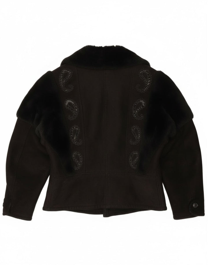 Vintage Γυναικείο Shearling Jacket UK 18 XL Black Paisley