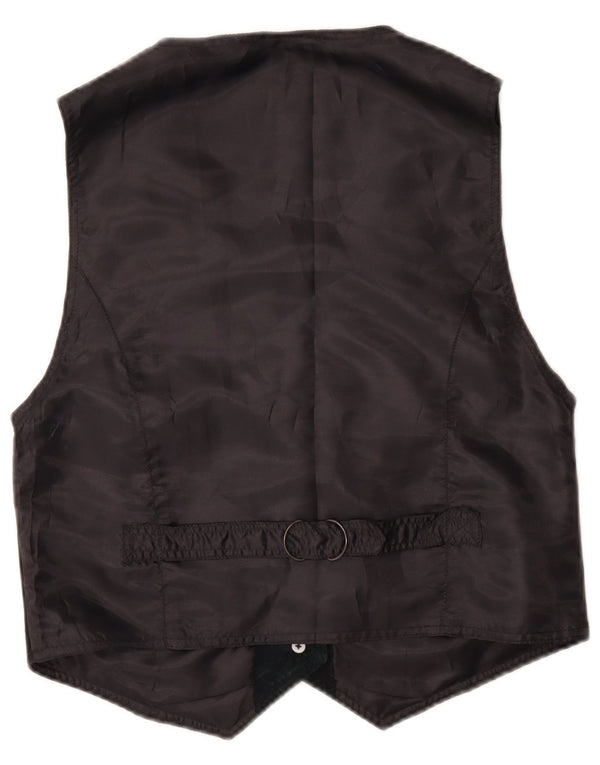 Vintage γυναικείο σουέτ γιλέκο UK 10 Small μαύρο δέρμα