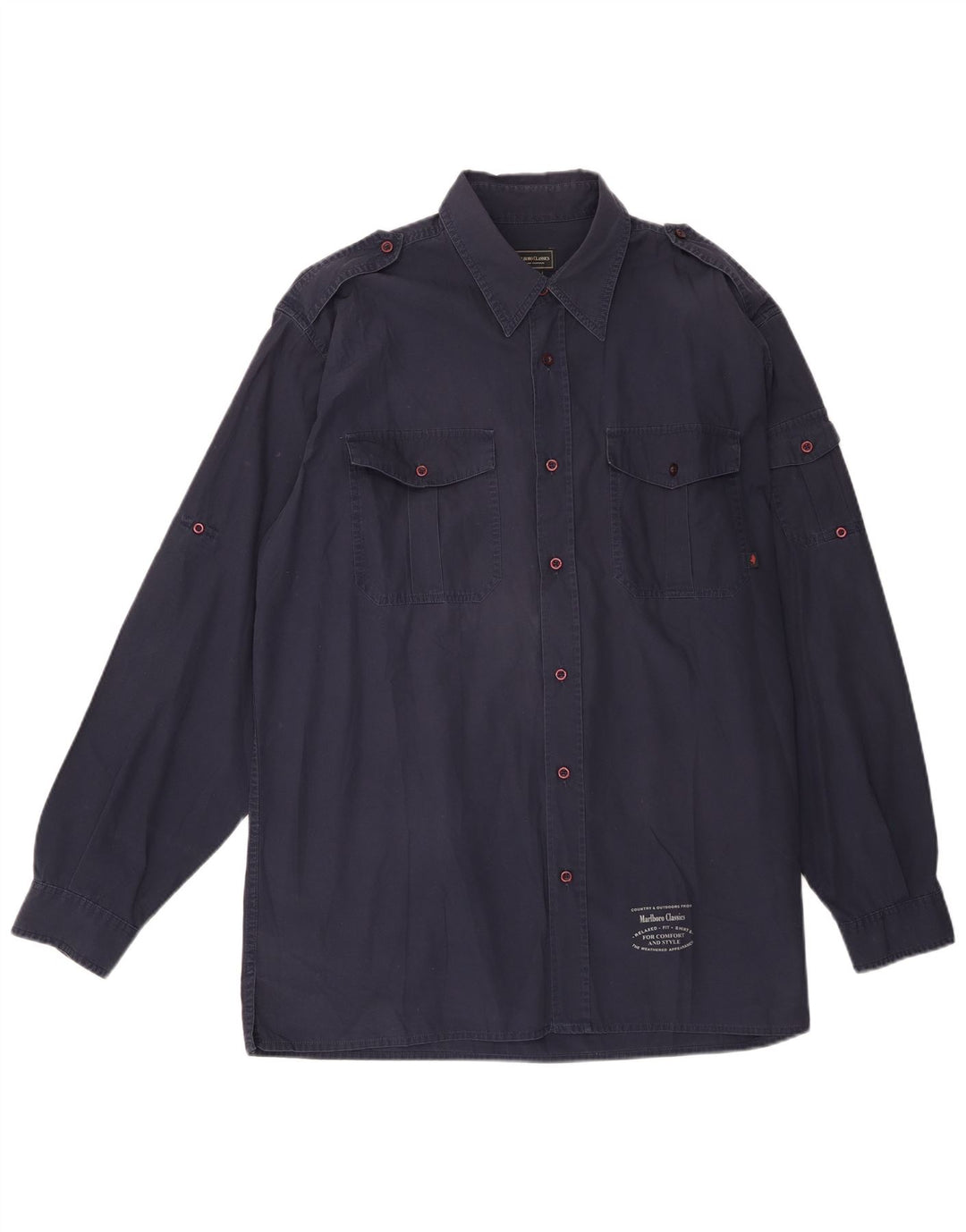 Ανδρικό στρατιωτικό πουκάμισο Marlboro Classics XL Navy Blue βαμβακερό