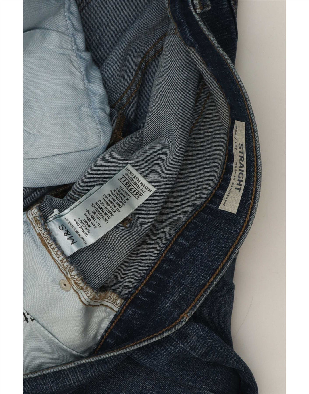 Ανδρικό τζιν ίσιο Marks & Spencer W34 L27 Μπλε βαμβακερό