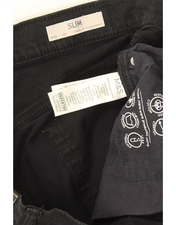 Marks & Spencer Ανδρικό Slim Jeans W36 L33 Μαύρο βαμβακερό
