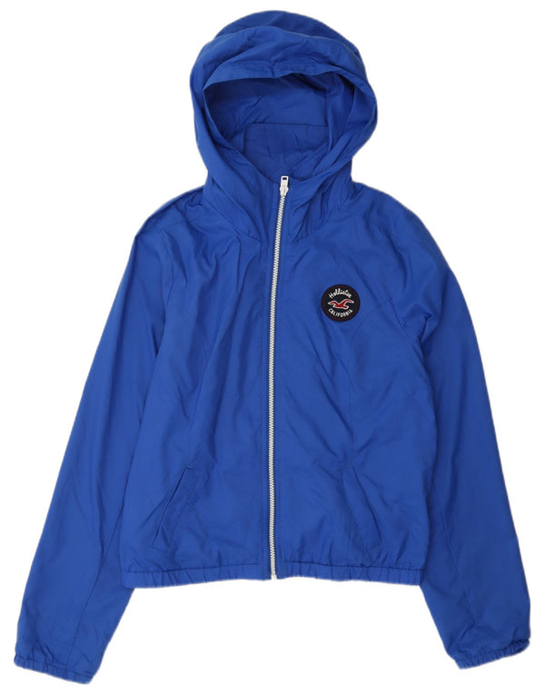 Hollister Womens Hooded Windbreaker Jacket UK 16 Large Blue Nylon