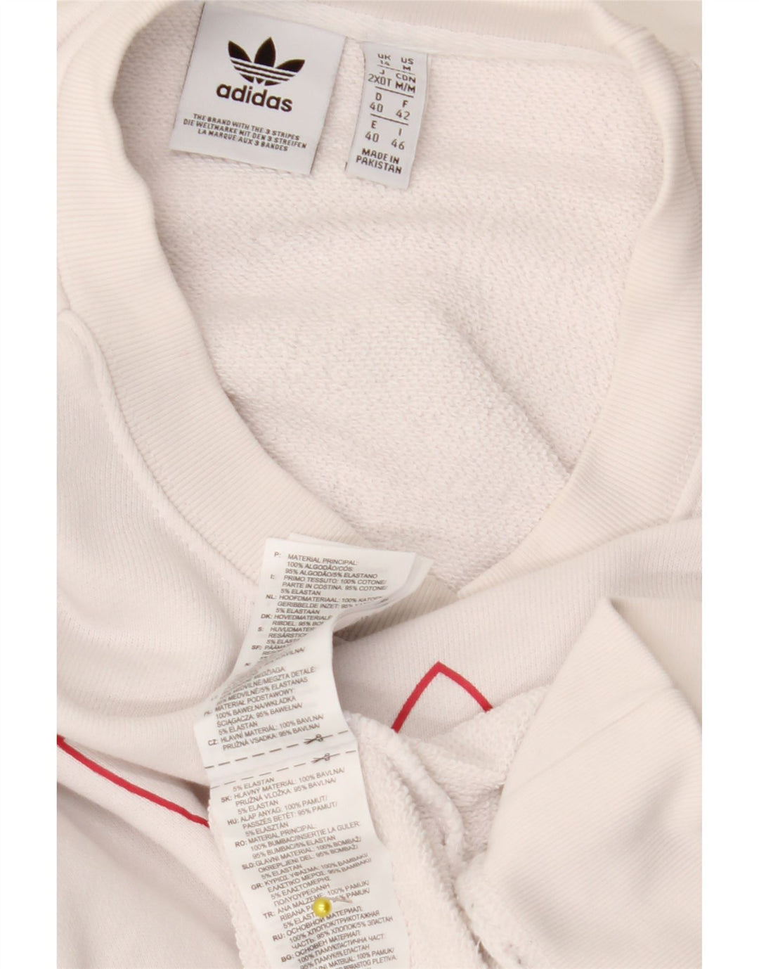 Γυναικείο γραφικό φούτερ ADIDAS Jumper UK 14 μεγάλο λευκό βαμβακερό