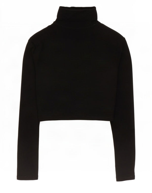 Zara Γυναικείο μακρυμάνικο μπλουζάκι πόλο UK 12 Medium μαύρο