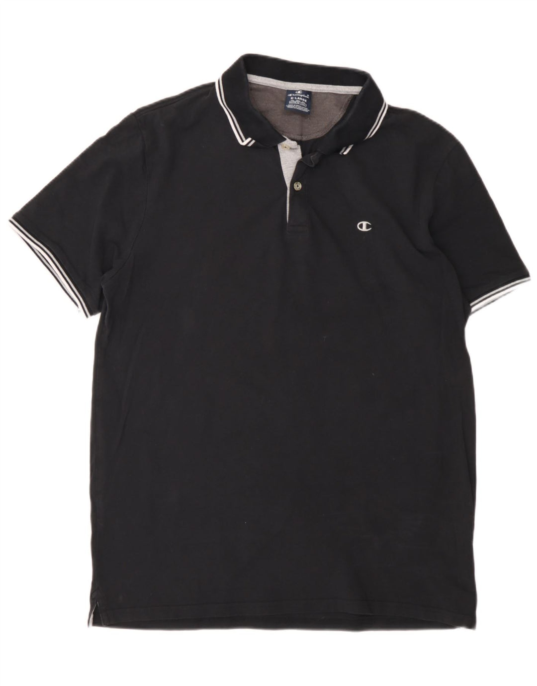 CHAMPION Mens Polo Shirt XL Black Cotton Vintage Champion and Second-Hand Champion from Messina Hembry 