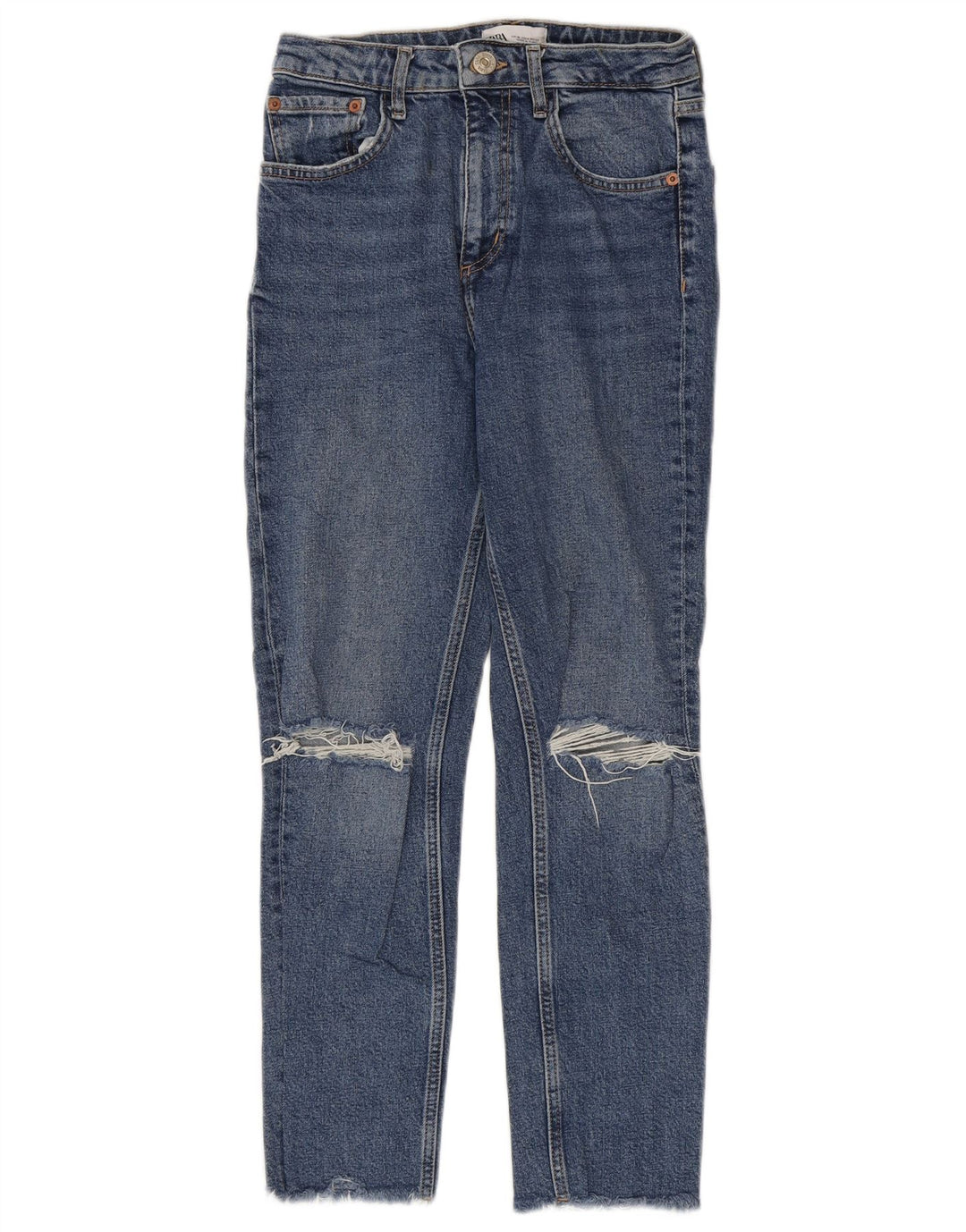 ZARA Womens Distressed Slim Jeans EU 36 XS W26 L26 Blue
