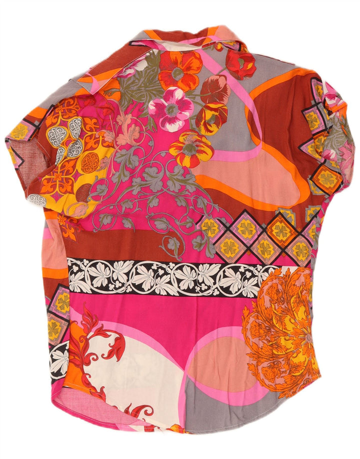 ALBA FORNARI Γυναικείο πουκάμισο μεγάλου μεγέθους UK 10 Μικρό πολύχρωμο συνονθύλευμα