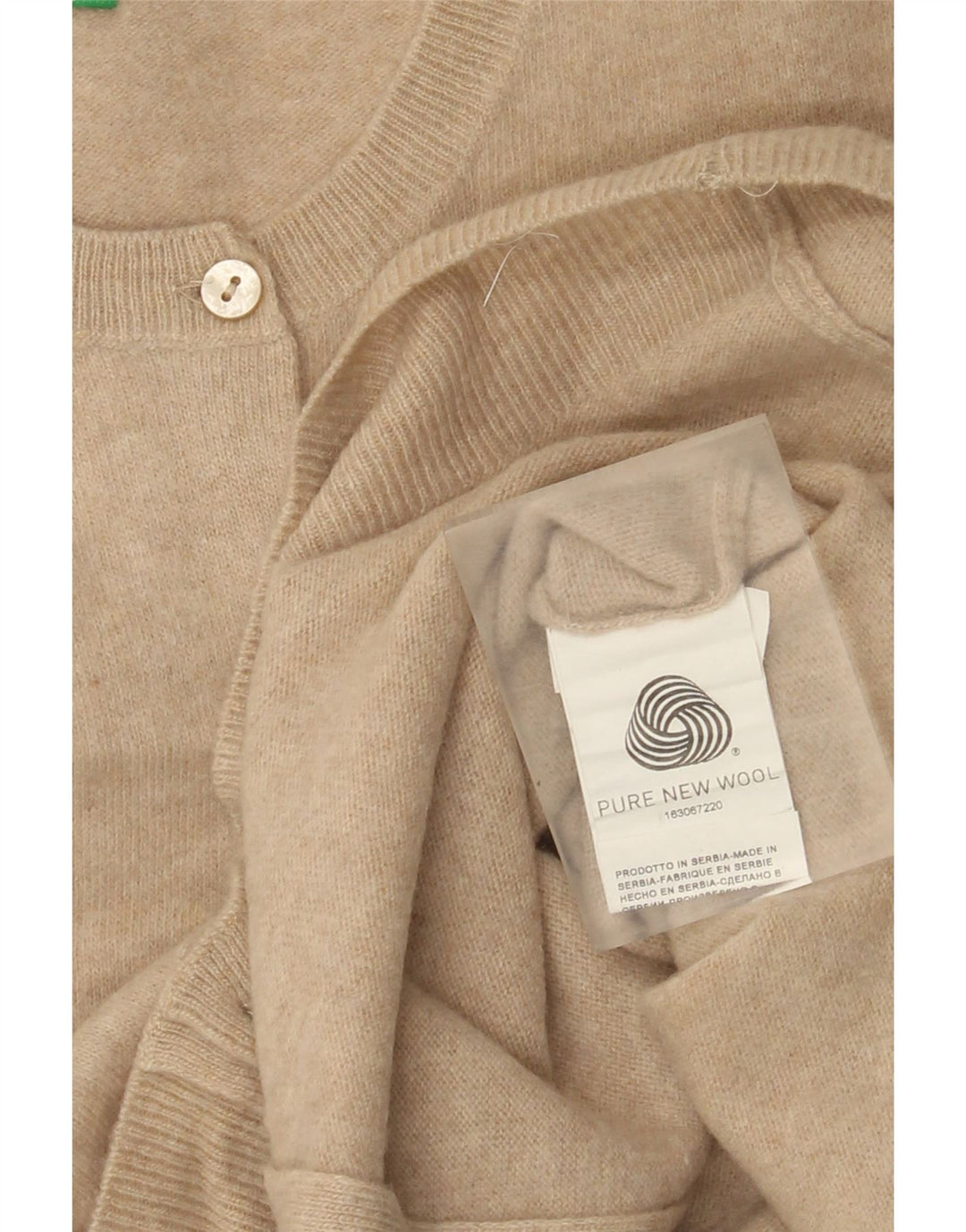 Γυναικείο πουλόβερ Benetton Cardigan UK 12 Medium Beige New Wool