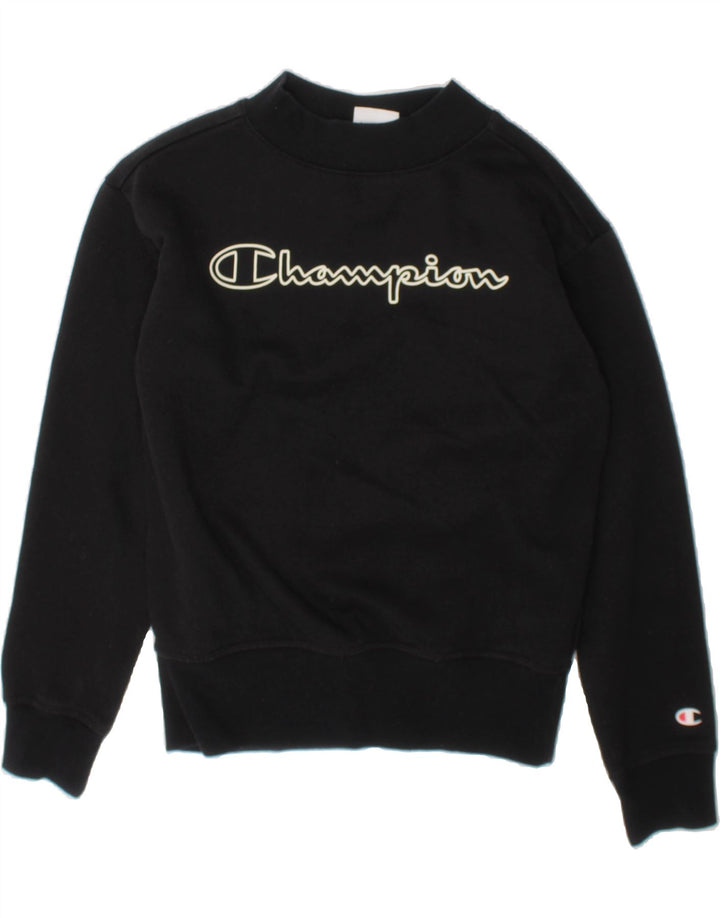 CHAMPION Boys Graphic Sweatshirt Jumper 9-10 Years Medium  Black Cotton Vintage Champion and Second-Hand Champion from Messina Hembry 