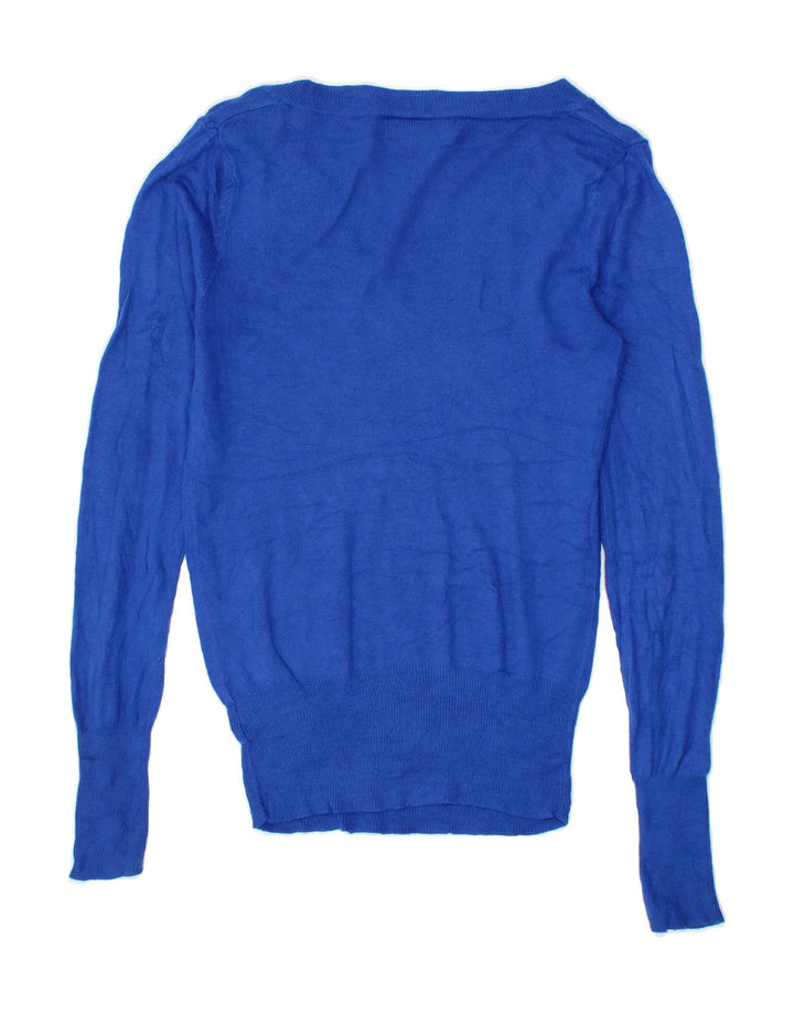 MOSSIMO Womens V-Neck Jumper Sweater UK 6 XS Blue Nylon Vintage Mossimo and Second-Hand Mossimo from Messina Hembry 