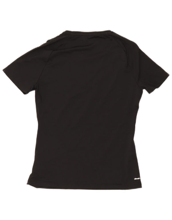 Γυναικείο γραφικό T-shirt Adidas Climalite Top UK 8/10 Small Black Polyester
