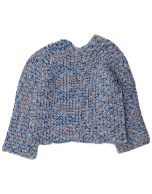 Vintage γυναικείο πουλόβερ με V λαιμόκοψη UK 12 Medium Blue Flecked