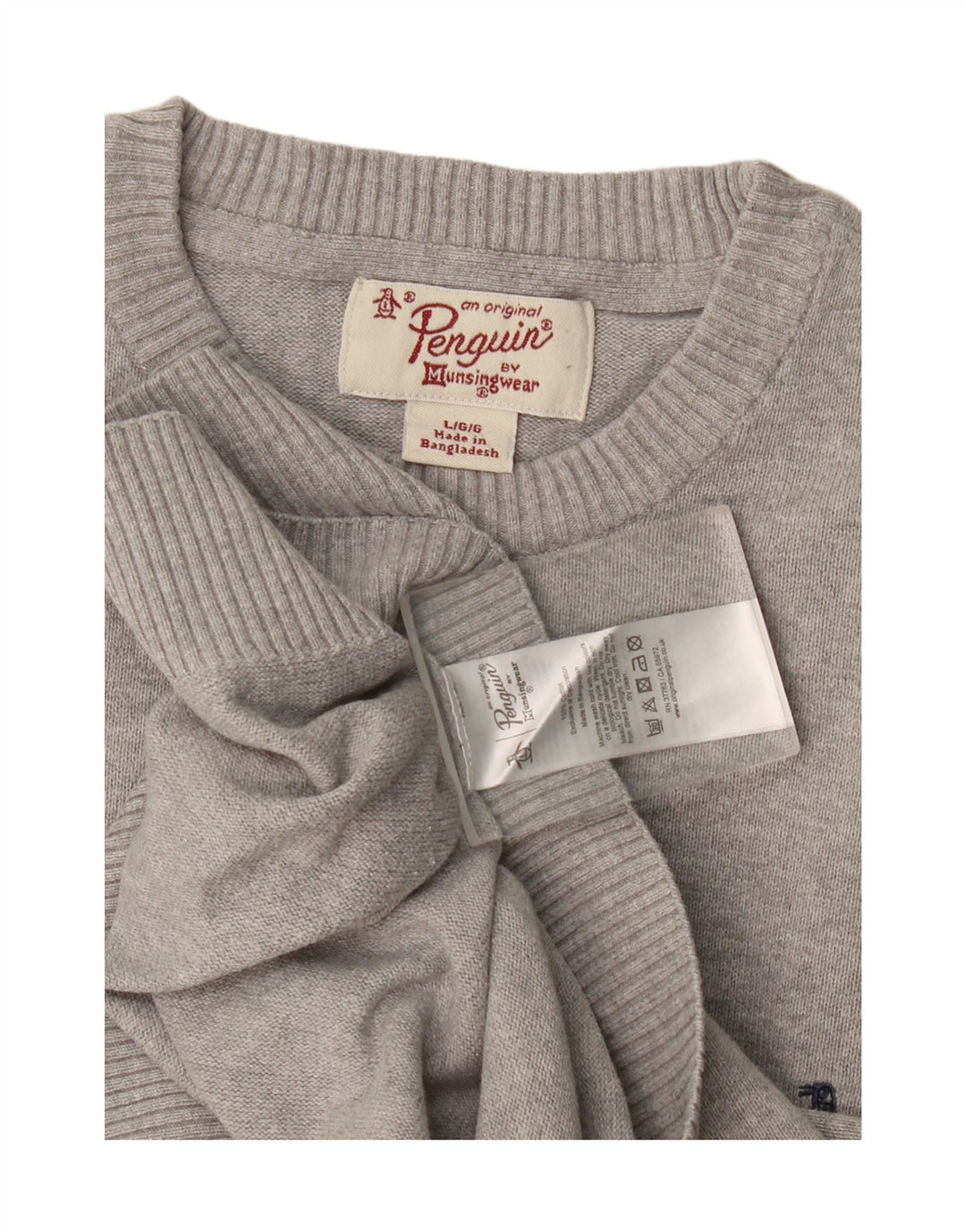 Ανδρικό πουλόβερ Penguin Crew Neck, Βαμβακερό μεγάλο γκρι