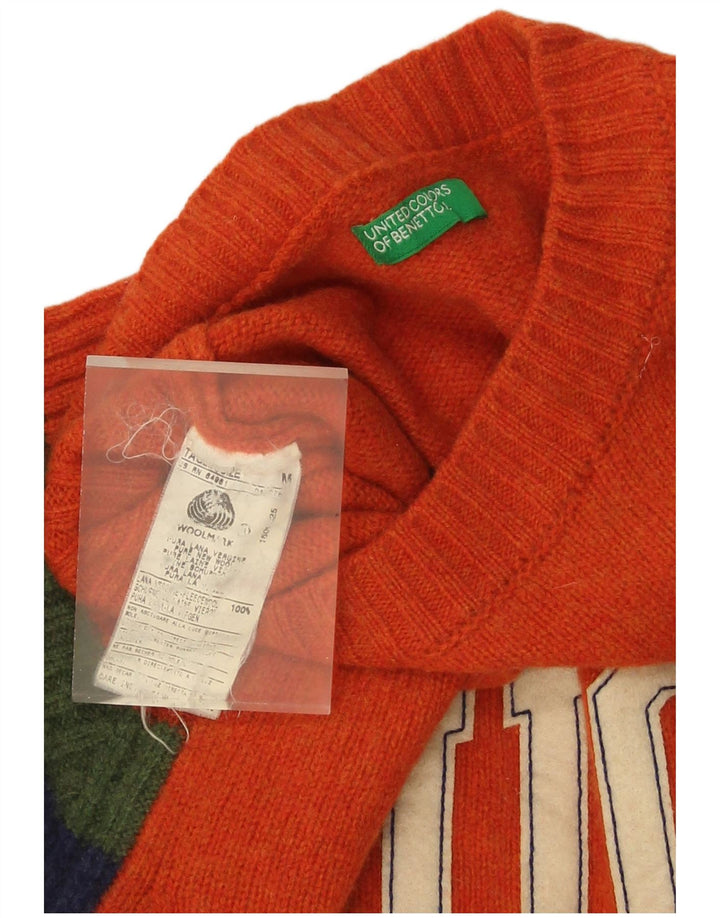 Γυναικείο πουλόβερ Benetton Crew Neck Jumper UK 12 Medium πορτοκαλί ριγέ