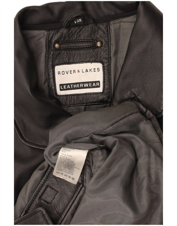 ROVER&LAKES Ανδρικό Δερμάτινο Παλτό IT 48 Μεσαίο Μαύρο Δέρμα