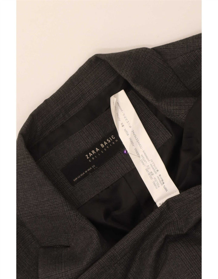 Zara Γυναικείο μπουφάν μπλέιζερ με 1 κουμπί EU 42 Large Grey Check Polyester
