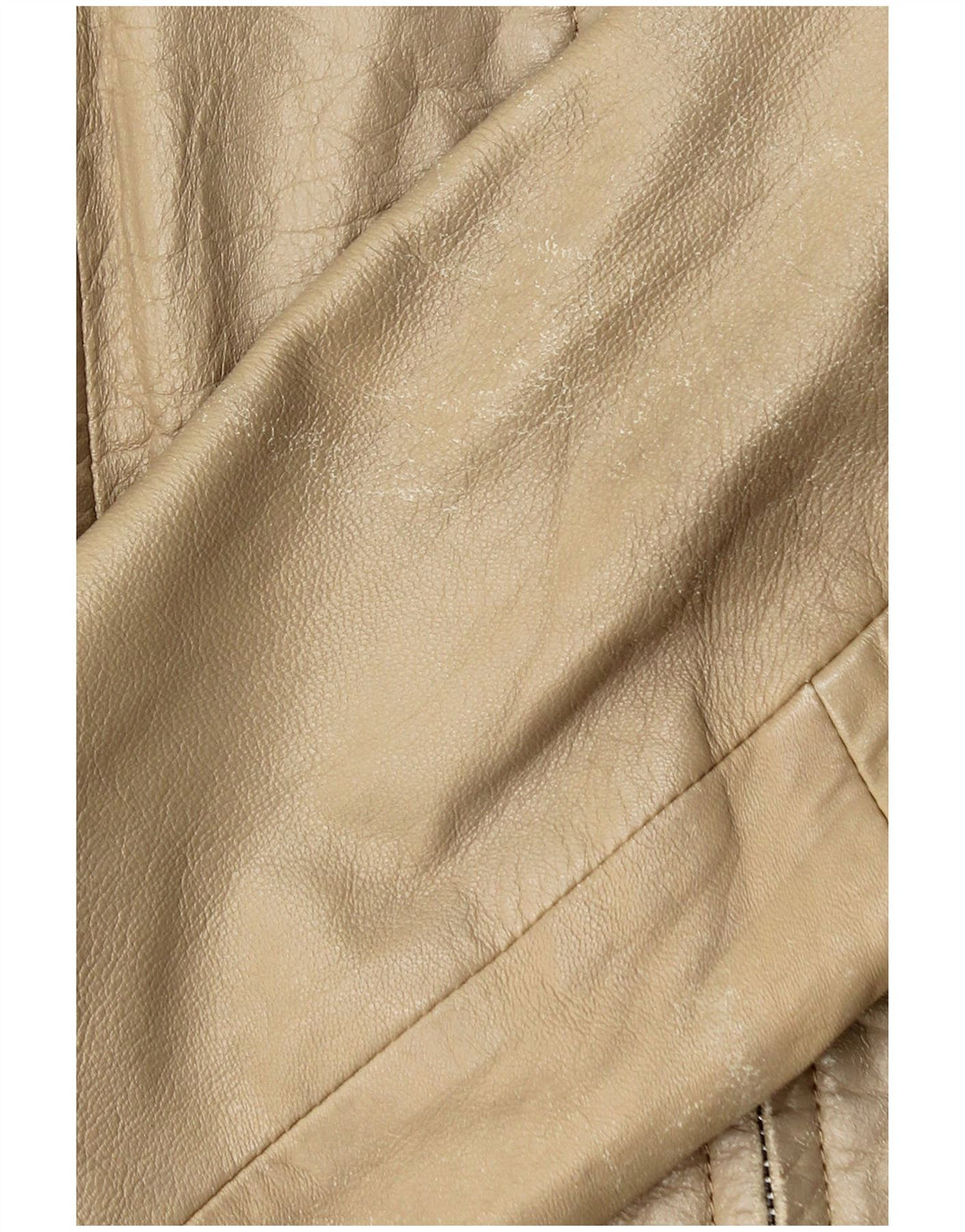 Zara Γυναικείο Crop Leather Jacket UK 14 Large Beige Leather