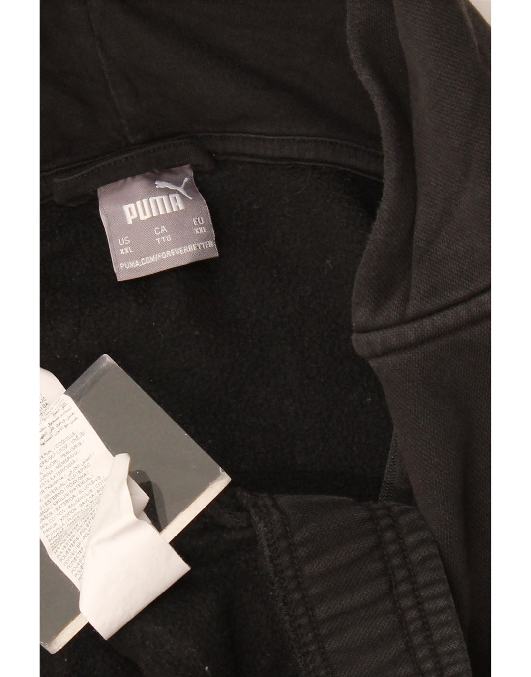 Ανδρικό πουλόβερ με κουκούλα με φερμουάρ PUMA 2XL μαύρο βαμβακερό χρώμα