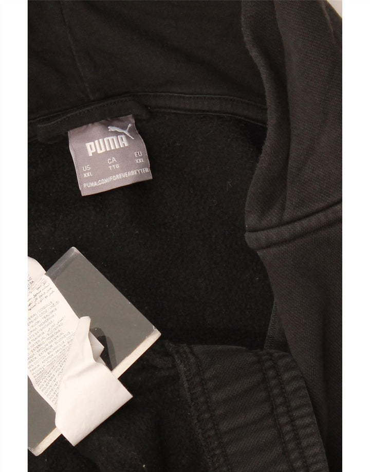 Ανδρικό πουλόβερ με κουκούλα με φερμουάρ PUMA 2XL μαύρο βαμβακερό χρώμα