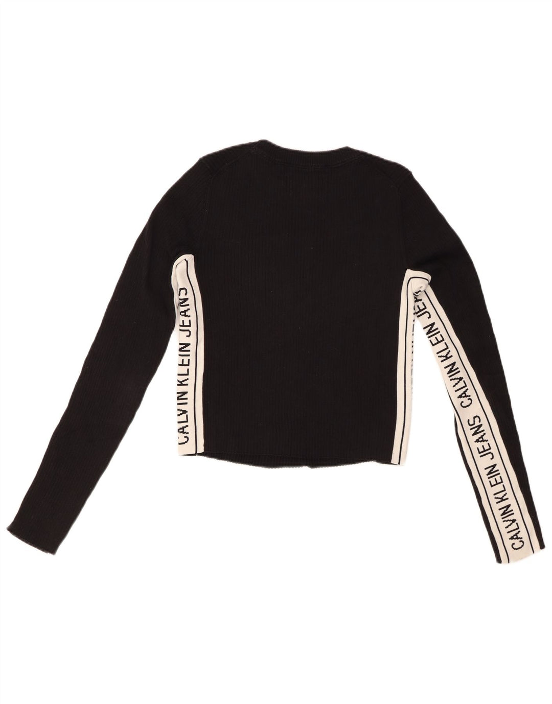 CALVIN KLEIN JEANS Γυναικείο γραφικό τοπ μακρυμάνικο UK 10 Small Black