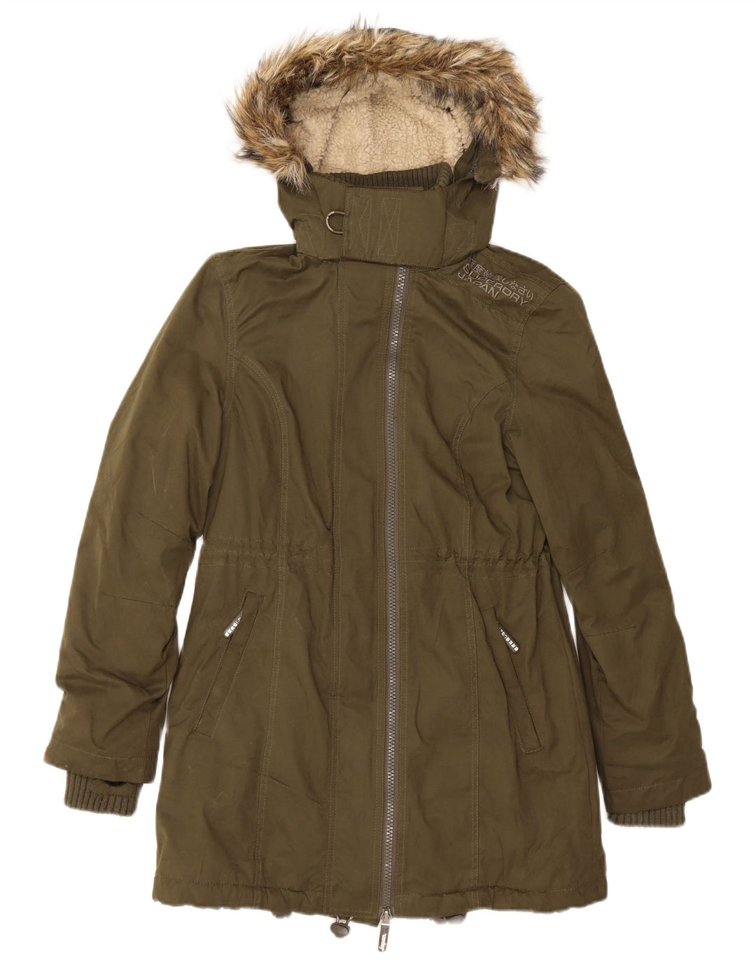 Superdry γυναικείο μπουφάν Parka με κουκούλα UK 14 Large Green Polyester