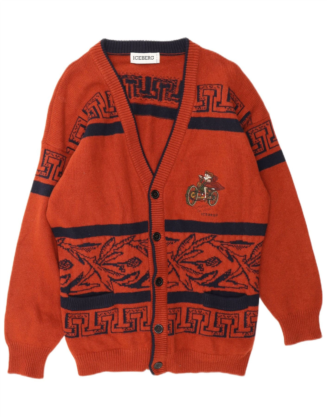 ICEBERG Ανδρικό πουλόβερ γραφικό ζακέτα μεσαίο καφέ γεωμετρικό παρθένο μαλλί