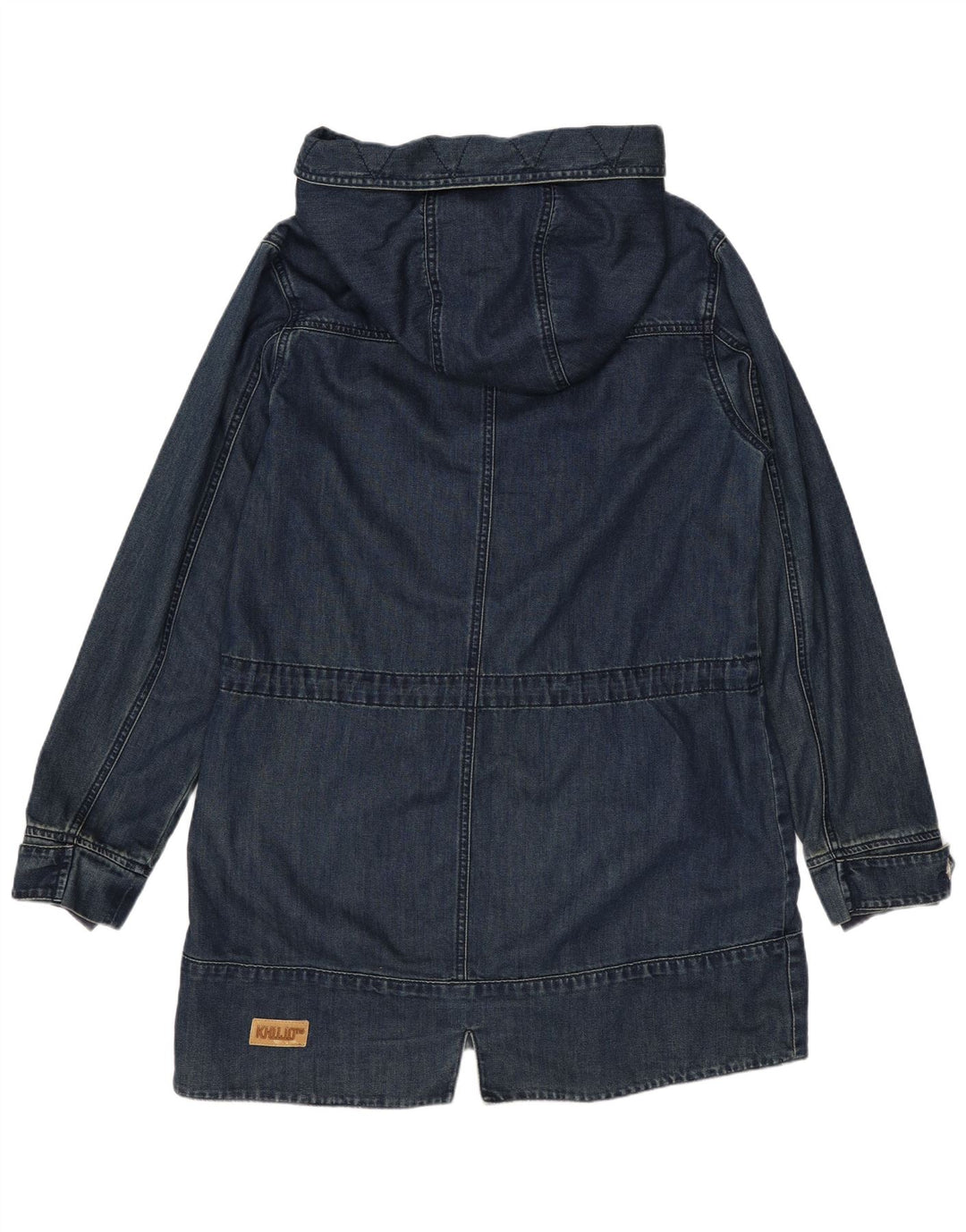 KHUJO Γυναικείο παλτό Duffle με κουκούλα UK 14 Medium Navy Blue Cotton