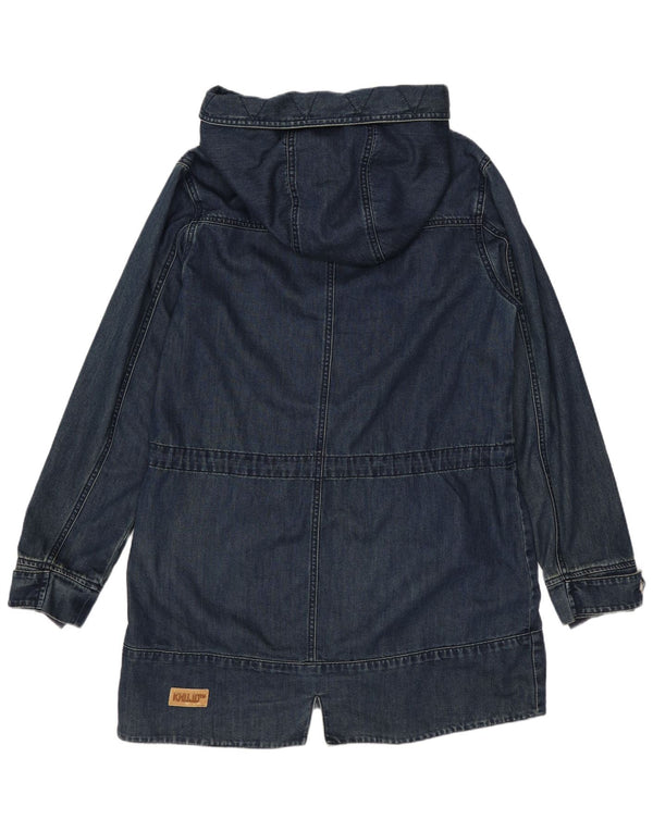 KHUJO Γυναικείο παλτό Duffle με κουκούλα UK 14 Medium Navy Blue Cotton