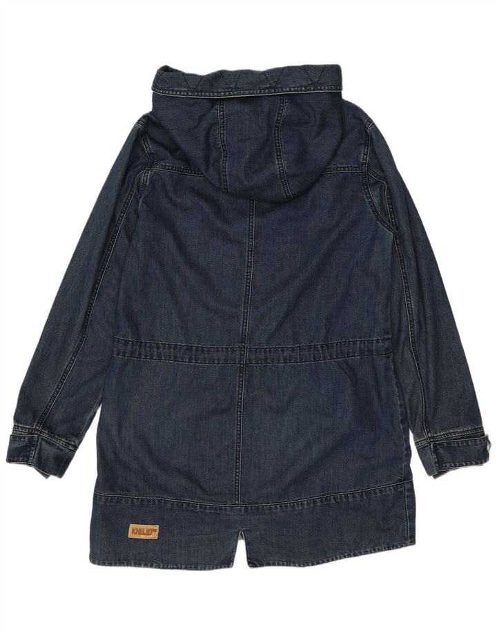 KHUJO Γυναικείο παλτό Duffle με κουκούλα UK 14 Medium Navy Blue Cotton