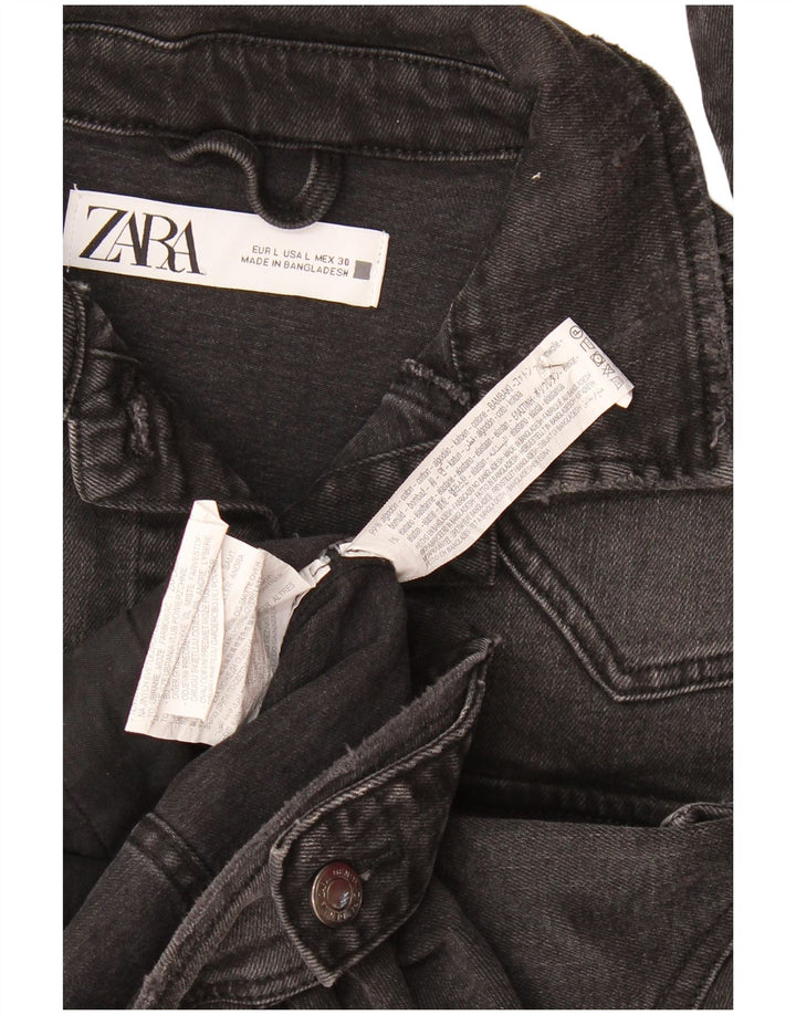 Zara Γυναικείο Τζιν Μπουφάν UK 16 μεγάλο μαύρο βαμβακερό