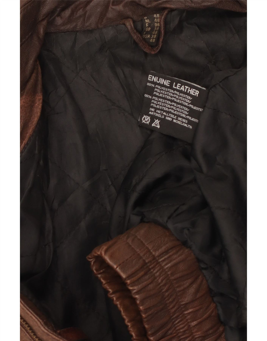 VINTAGE Ανδρικό Δερμάτινο Μπουφάν UK 38 Δερμάτινο Μεσαίο Καφέ