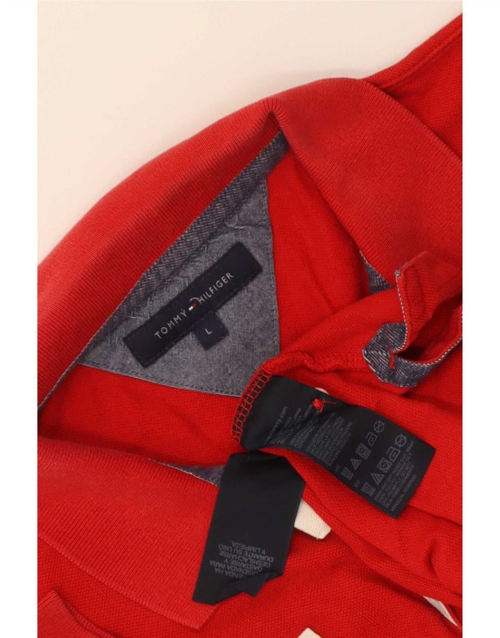 Ανδρικό γραφικό πόλο μπλουζάκι Tommy Hilfiger, μεγάλο κόκκινο βαμβακερό