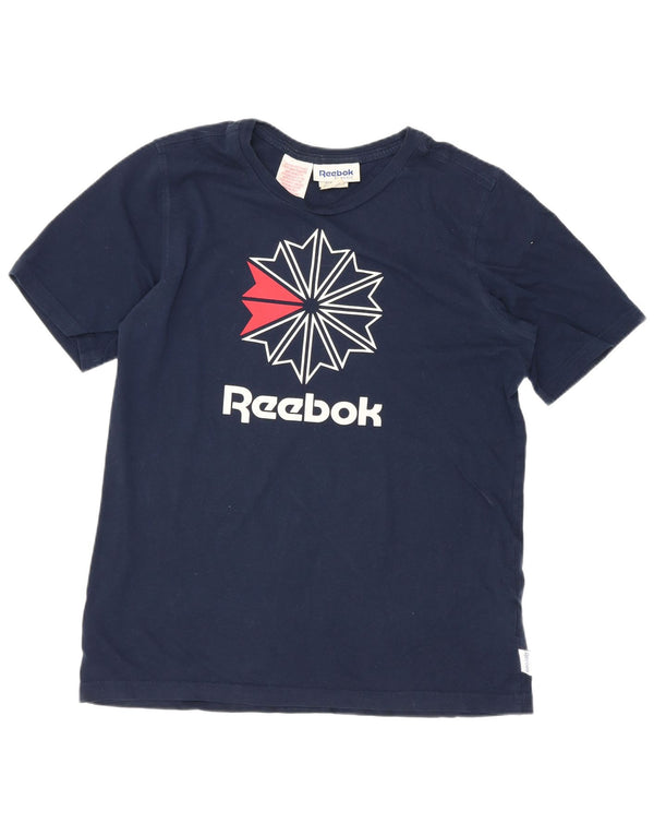 Reebok Boys Graphic T-Shirt Top 13-14 ετών Navy Blue Cotton